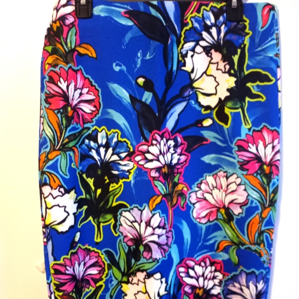 ECI Multicolored Floral Print Skirt Size: Lg